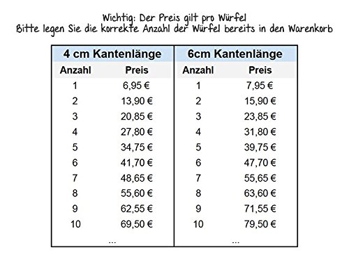 Namenswürfel / Babywürfel aus Buche mit Gravur 4 oder 6 cm Kantenlänge – Geschenk zur Geburt / Taufe (Preis pro Würfel) - 6