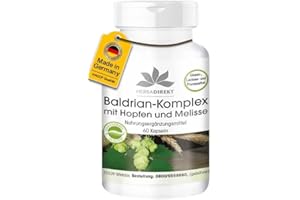 ‎HERBA DIREKT Baldrian-Extrakt Plus mit Hopfen und Melisse - 60 Kapseln - vegan | HERBADIREKT by Warnke Vitalstoffe - Deutsche Apothekenqualität
