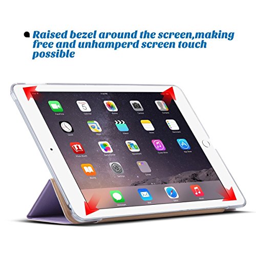 iPad Air 2 Hülle, ULAK Ultra Dünn [Gemusterten Design] Wickelfalz Ledertasche mit Lichtdurchlässig Rückseite Abdeckung Schutzhülle für Apple iPad Air 2 / iPad 6 / Auto aufwachen / Schlaf Funktion (Lavendel) - 6
