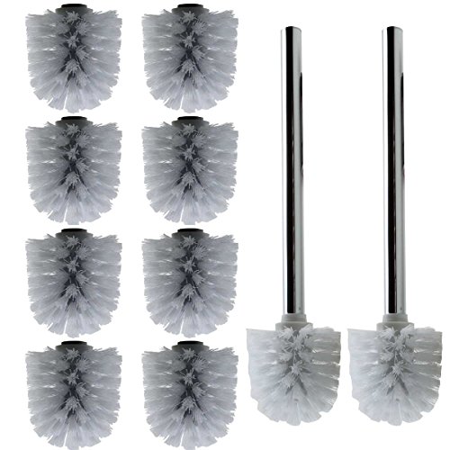 10x Ersatz Bürstenkopf weiß + 2x Griff 26 cm / Austausch Toilettenbürste / Klobürste