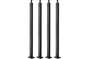VEVOR Kabelräckstolpar, 4-pack, 914 x 50,8 x 50,8 mm, förborrade horisontella hål, rostfritt stål SUS304, böjd horisontell hållare, för ledstång, balustrad, svart, 4JZLGZXHS914MY65M001V0