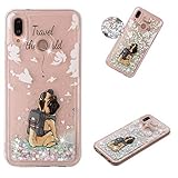 Miagon Flüssig Hülle für Huawei P30 Lite,Glitzer Weich Treibsand Handyhülle Glitter Quicksand Silikon TPU Bumper Schutzhülle Case Cover-Hund by 
