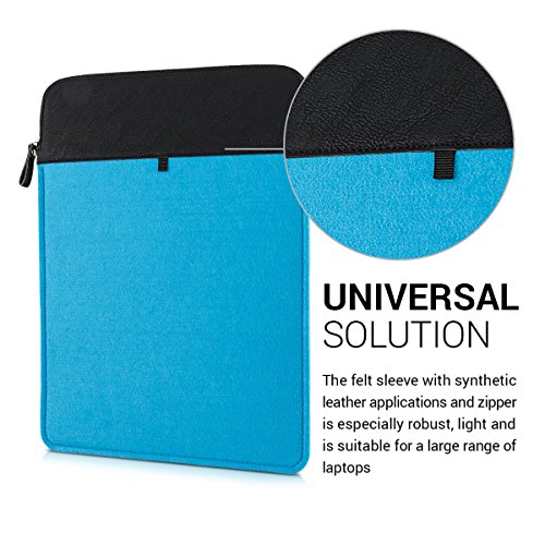 kwmobile Laptoptasche Filz Sleeve für 15″ 15,6″ Laptop / Ultrabook – Notebook Tasche Schutzhülle Laptop Case Hülle in Blau Schwarz Innenmaße: ca. 42 x 29 cm - 3