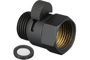TOPHOMER Vanne d'arrêt de douche, interrupteur restricteur d'eau en laiton G1/2 universel pour pommeau de douche à main, pulvérisateur de bidet (noir mat)