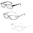 Azonee 3 Pcs Safety Glasses with Side Shields Safety Goggles Protective Glasses Safety Glasses Over Glasses Multifunctional Eye Protection Goggles, Anti-Fog, Anti Splash, Dust Proof, UV Protection