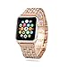 Produktbild AWStech Luxus Design Armband für Apple Watch Jewelry Band Swarovski Kristall Strass Bracelet Edelstahl Ersatzband Uhrenarmband Replacement für iWatch Series 1 Series 2 Series 3 (38mm, Rosegold)
