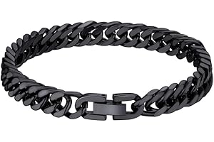 Bandmax Pulseras Grandes de Cadenas Cubanas 8mm 12mm 17mm Ancho, 19cm/21cm/23cm Largo