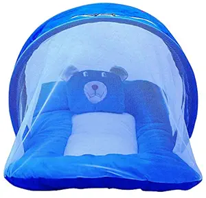 Nagar International Babys Polyester Soft Mattress with Mosquito Net (Blue)