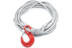 Alfa Logistik Cable Acier avec Crochets 8mm Diamètre 10m Circuit - Cable Metallique avec Crochets - Câble Acier avec Cosses - Cable D'acier - Corde Forestière