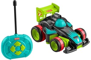 Fisher-Price Mi Primer RC, Coche de juguete de carreras teledirigido con 2 velocidades y mando radio control de fácil manejo con 4 botones, regalo para niños y niñas +3 años, HYH28
