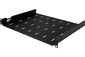 Stalflex Server Rack Shelf 19 inch 1U 350mm - Server Rack Made of Metal - Universal Vented Rack Mount Cantilever Tray - compatible with Rack Network Cabinet and Rack Rails