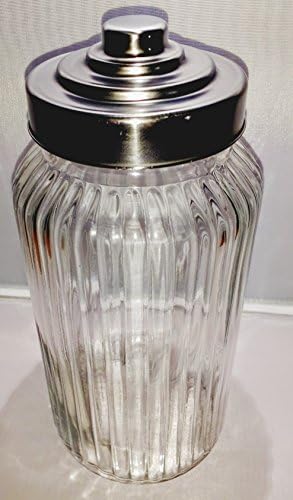 Vintage Style Large Ribbed Glass Jar, Beautifully Designed with a Stainless Steel Lid., Perfect Gift