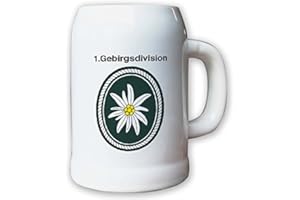 COPYTEC Broc/Chope 0,5 l - Motif blason Edelweiss et inscription "1. Gebirgsdivision" en allemand - Blanc # 13017