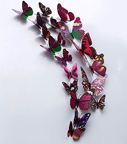 Tinksky 24 Packs Wand Aufkleber 3D Schmetterling Wandtattoo Kühlschrank Magnete Kühlschrank Whiteboard Magnete - 8