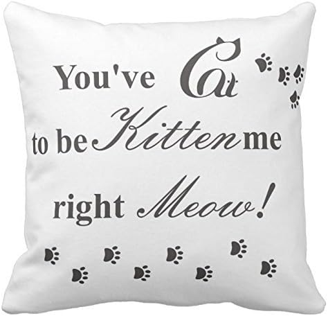 Kissenday You've Cat to be Kitten Me Right Meow 18x18 Inch Cotton Polyester Square Throw Pillow Case Decorative Durable Cushion Home Decor Sofa Couch Desk Chair Bedroom Car Standard Accent Pillowcase