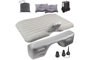 Sgizoku Inflatable Car Air Mattress for Back Seat, Suv Mattress Bed with Electric Air-Pump And Back Seat Extended Couch,Portable Blow Up Mattress,140×89x42 cm Universal Car Sleeping Mattress