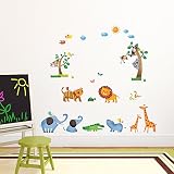 Decowall DW-1206 Wilde Tiere des Dschungels Wandsticker Wandaufkleber Wandtattoo Kinderzimmer - 2