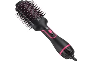EFILERUP Secador de pelo cepillo, secador de pelo y Volumizer Hot Air Styler cepillo, cepillo secador multifuncional, profesional de iones negativos Anti-Frizz secador de pelo Styler cepillo.… (Negro y Rojo)