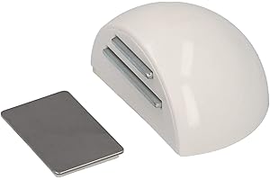 WOLFPACK 5320341 – Fermaporta con Adesivo e Magnete, Colore: Cromo Opaco, Bianco, 12x9x3 cm