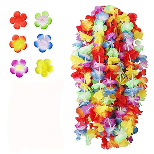 50 Pezzi Collana Hawaiana Rosa Bianca Multicolore Fiori Finti Collane Hawaiane