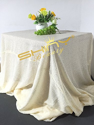 ShinyBeauty Pailletten-Stoff Elfenbein 4 Meters für Pailletten Hochzeit Kleid/Pailletten Tischdecke/Hintergrund/Vorhang/Tischläufer DIY Nähen - 2