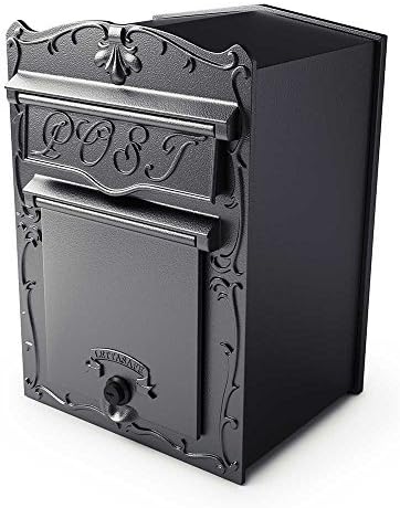 Qualarc LSF-LS03 Kingsbury Secure Front Access Locking Metal Mailbox Large Capacity For Masonry Walls, Columns Or Wood Fences, Black by Qualarc