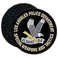 Copytec 1 Round Police Patch - LAPD Swat Team Los Angeles Police Department Special Weapons USA - 75 mm - Fleece - Black, Yellow, Grey, White