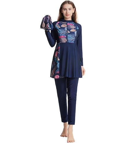 Maillot De Bain Muslim Femme Modeste - Burkini Couverture Complète - Hijab Intégré - Taille S à 5XL