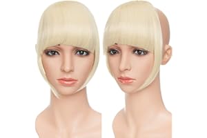 SEGO Frangetta Finta Capelli Clip Frangia Frontale Extension Bangs Hair Lisci Posticci Donna Toupet 30g Biondo Chiarissimo