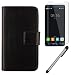 Produktbild Gukas 3in1 Zubehör Set PU Leder Hülle Für Cubot Cheetah 2 5.5" Panzerglas Gehärtetem Schutzglas Hartglas Glas Folie Lederhülle Handyhülle Tasche Handy Case Cover Etui Flip Brieftasche Schutz Protektiv Skin Schwarz Design mit Kapazitive Schirm Stift Touch Pen Stylus