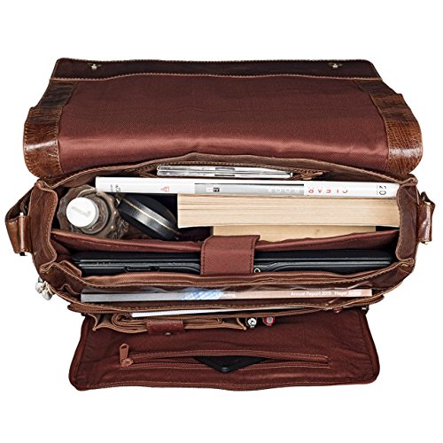 STILORD Businesstasche mit Laptopfach 15,6 Zoll Umhängetasche Herren Damen Aktentasche Unitasche Bürotasche Schultertasche Antik Leder braun - 6