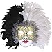 Produktbild White Royal Feathered Volto Venetian Masquerade Mask