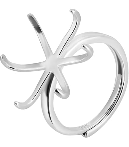 Bagues à Griffes Argent Sterling Vierges Beebeecraft - Plateau 8.5x7mm - Réglable 4 Griffes - Pour Fabrication Bijoux