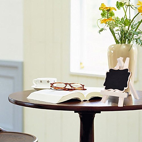 Yalulu 10 Stück Kreidetafel Hölzernen aus Tafel Wordpad Message Board Nachricht Board Tafel Chalkboard Schilder- Rechteckig Geformt, Deko Memotafel Küchentafel Wandtafel für Weihnachtsfest Hochzeitsdeko mit Staffelei - 2