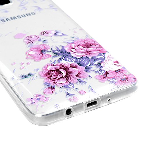 Badalink J5 2016 J510F 5.2″ Silikon Handy Schutzhülle Rosa Rose Muster Ultra Slim Weich TPU Gummi Bumper Case Protective Back Soft Case Cover Schale Tasche Skin Hergestellt für Samsung Galaxy J5 2016 - 6