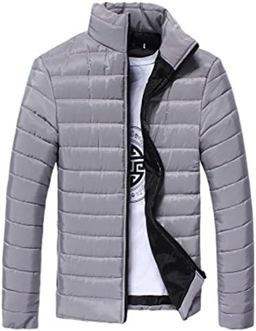 Mens Jacket Coat, DoraMe Slim Winter Zip Coat Warm Stand Collar Jacket Outwear (L, Gray)