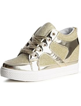 topschuhe24 841 Damen Sneaker Keilabsatz Hidden Wedges