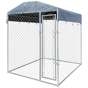 vidaXL Perrera de Exterior con Toldo Acero Galvanizado 2x2x2,4 m Jaula Perros