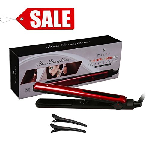 Wazor S008 Ceramic Tourmaline Hair Straightener 1 Inch 3D Floating Flat Iron Digital LED Temperature Display Auto Shut off UK Plug