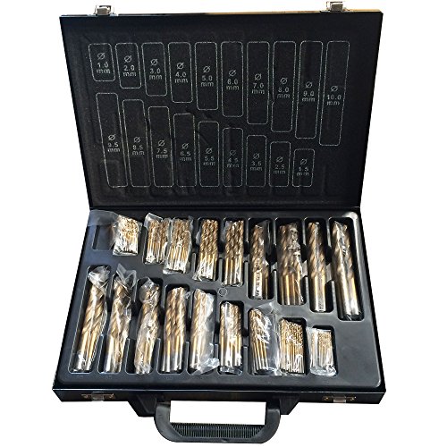 Spiralbohrer Satz 170-tlg. HSS TiN Titan nitriert Metall Bohrer Set beschichtet Stahlbohrer 1-10 mm DIN338