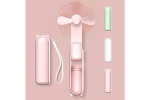 DSLIHA Foldable Handheld Fan, Portable Travel Fan, Small Pocket Mini Hand Fan, Personal Desk Fan with Power Bank, USB Rechargeable Adjustable Airflow Quiet Pockets Fan for Adults Women Makeup (Pink)