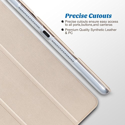 iPad Air 2 Hülle, ULAK Ultra Dünn [Gemusterten Design] Wickelfalz Ledertasche mit Lichtdurchlässig Rückseite Abdeckung Schutzhülle für Apple iPad Air 2 / iPad 6 / Auto aufwachen / Schlaf Funktion (Champagne Gold) - 5