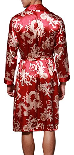 FLYCHEN Herren satin Bademäntel Paisley Pattern Kimono Morgenmantel 7 Farbe - 4
