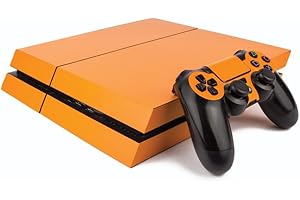 VINYL REVOLUTION Premium PS4 PlayStation 4 Colourful Vinyl Wrap/Skin/Cover for PS4 Console and PS4 Controllers: Matte Orange