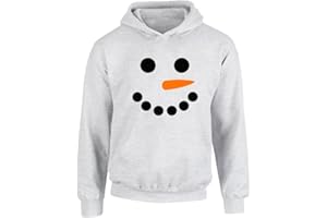 Brand88 - 'Giant Snowman Face' Christmas Novelty Pullover Kids Hoodie for Boys and Girls, Festive Long Sleeve Hoody Jumper