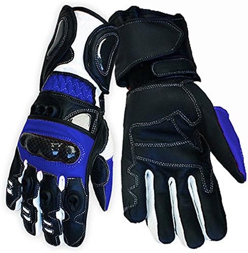 Blue Vector Race Kevlar Leather Vented Motorcycle Gloves rp £62 (Small)