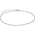 Annika Bella Sterling Silver Chain Choker Necklace, Length 13-16 Inches, Minimalist Layering Chokers, Water-proof, 925 Adjustable Short Necklaces for Women and Teens (Twirl)