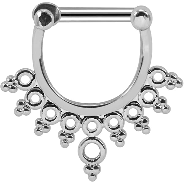 16g Tribal Fan Design Septum Clicker Ring - 100% Surgical Steel Body Jewelry