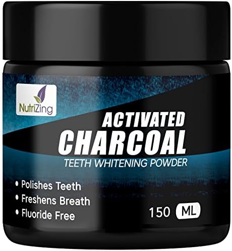 NutriZing's Activated Charcoal Teeth Whitening Powder - Removes Stains For Whiter &amp; Healthier Teeth - Unique Tooth Cleaning &amp; Polishing Formula - Detoxify Your Mouth &amp; Improve Oral Hygiene - Mint Flavor. Better than Strips, Kits or Gel – Works Best To Fight Gum Disease, Bad Breath, Cavities, Tooth Stains, Plaque, Gingivitis - Soft Powder for Sensitive Teeth - Peppermint - From Coconut Shells