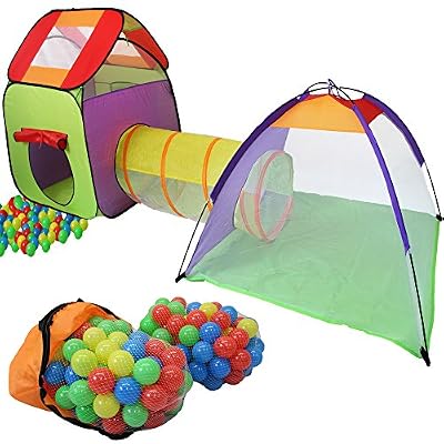 KIDUKU® tente de jeu igloo avec tunnel + maison de jeu + 200 balles + étui de transport